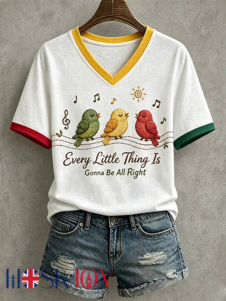 Women’s Every Little Thing Is Gonna Be All Right T-shirt - White / S