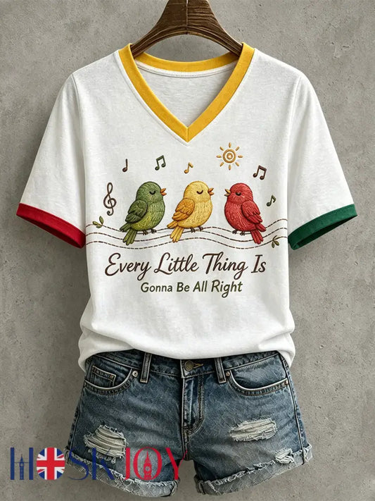 Women’s Every Little Thing Is Gonna Be All Right T-shirt - White / S