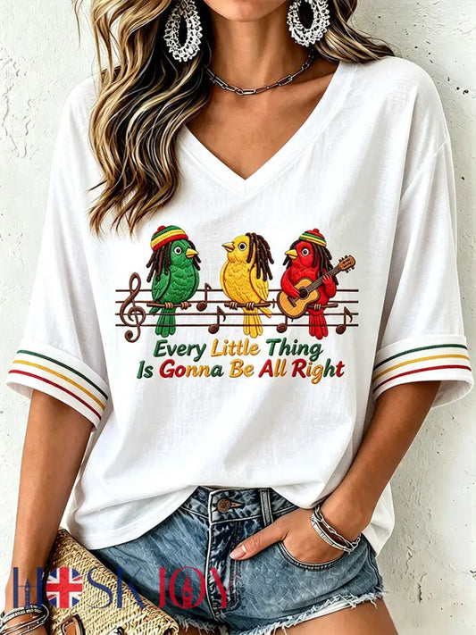 Women’s Every Little Thing Is Gonna Be All Right T-Shirt - White / S