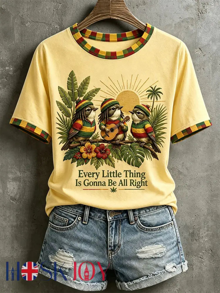 Women’s Every Little Thing Is Gonna Be All Right T-Shirt - Yellow / M