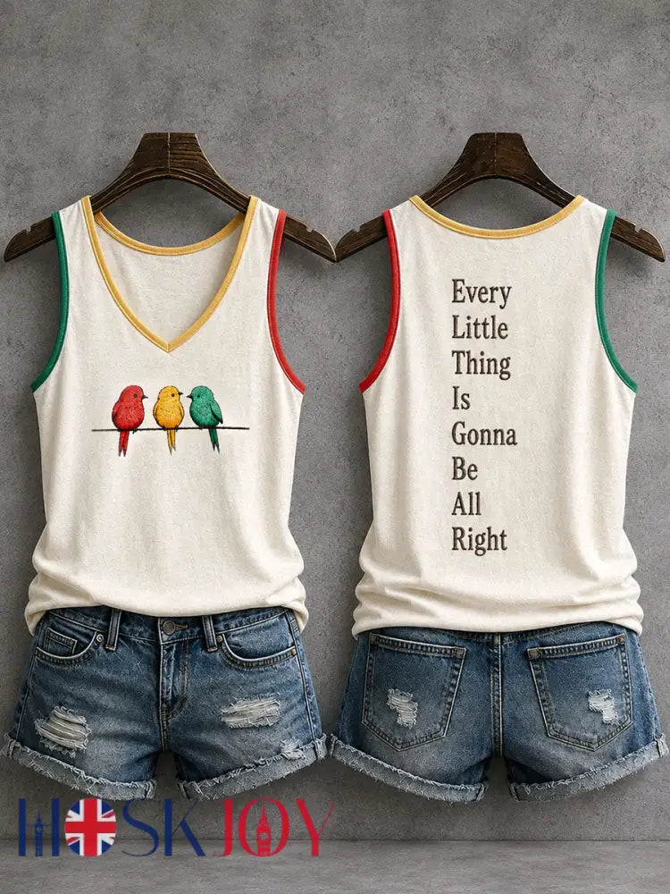 Women’s Every Little Thing Is Gonna Be All Right Tank Top - Apricot / S
