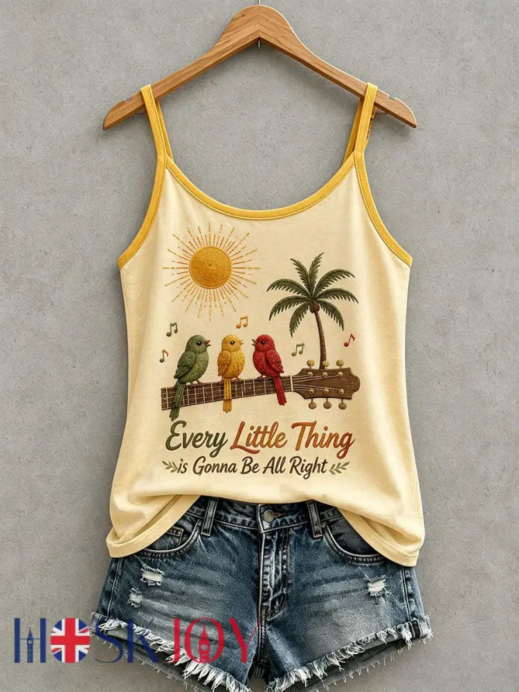 Women’s Every Little Thing Is Gonna Be All Right Tank Top - Yellow / S