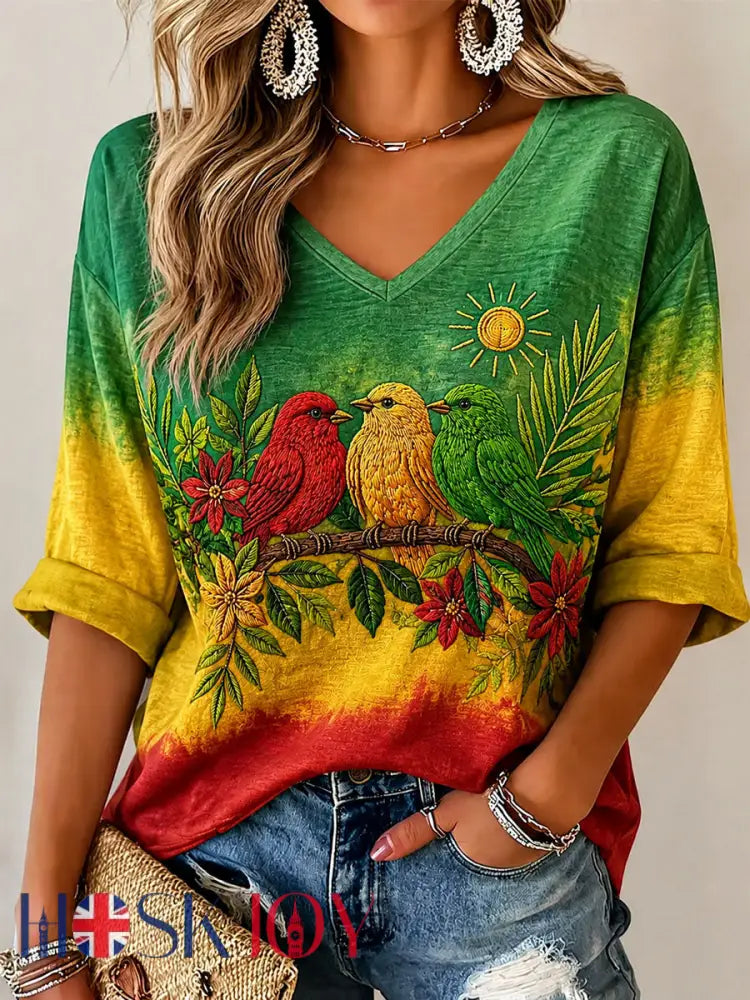 Women’s ’Every Little Thing Is Gonna Be Alright’ Printed Casual T-Shirt - As picture / S