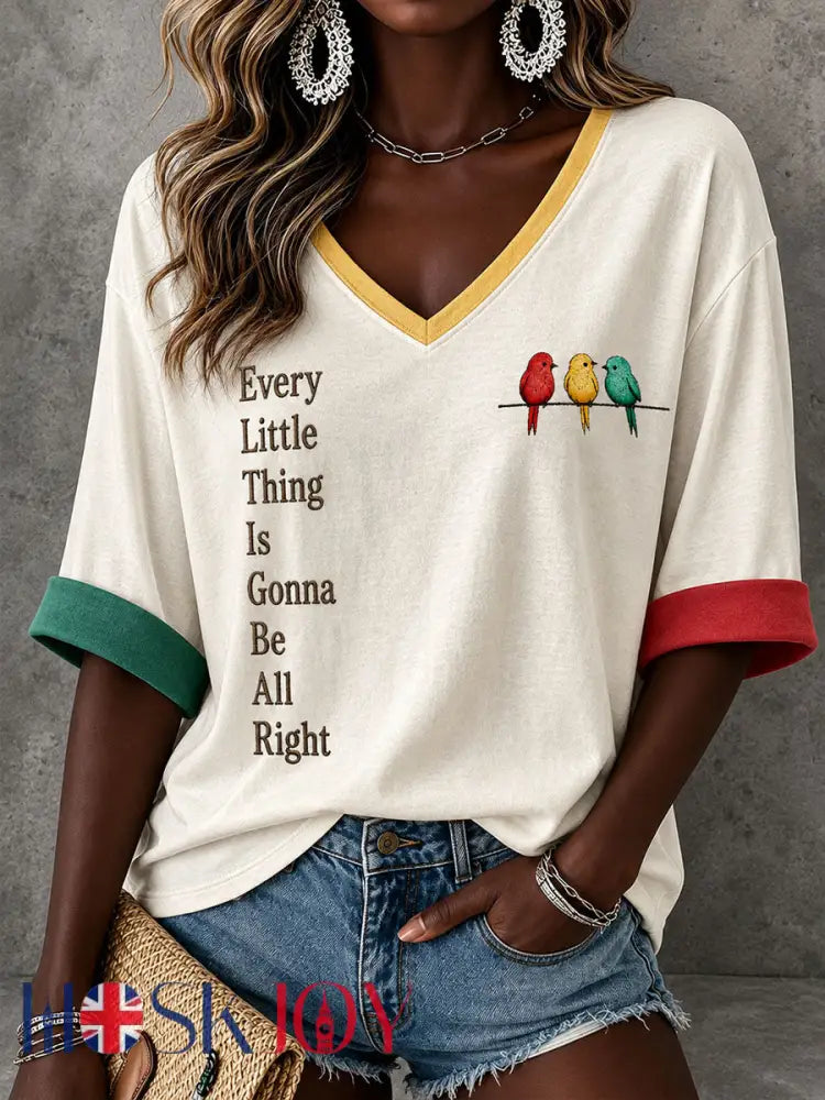 Women’s Every Little Thing Is Gonna Be Alright Top - Creamy-White / S