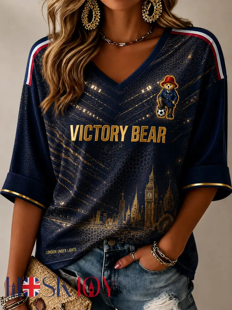 Women’s Paddington Bear Football Linen Short-Sleeved T-Shirt - A / S