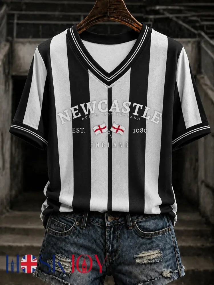 Women’s Football Printed V-neck T-shirt - As picture / S