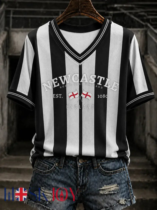 Women’s Football Printed V-neck T-shirt - As picture / S