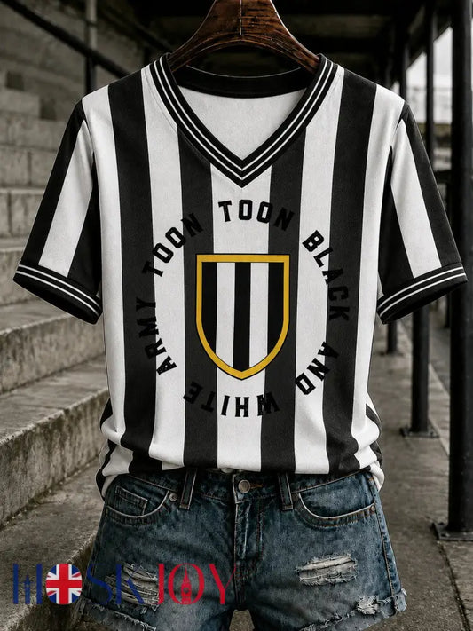 Women’s Football Printed V-neck T-shirt - As picture / S