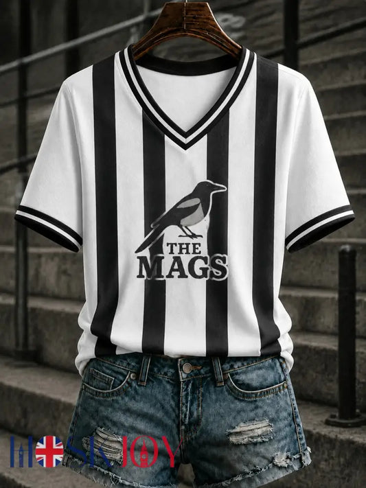Women’s Football Printed V-neck T-shirt - As picture / S