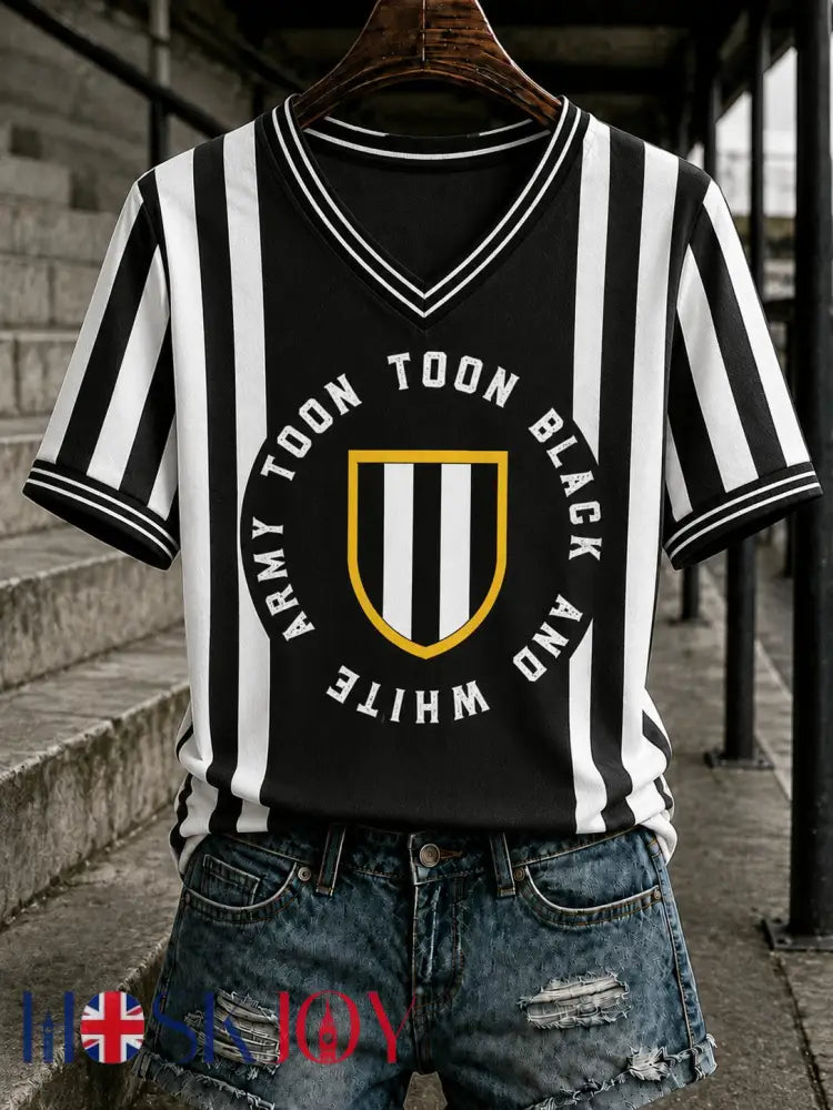Women’s Football Printed V-neck T-shirt - As picture / S