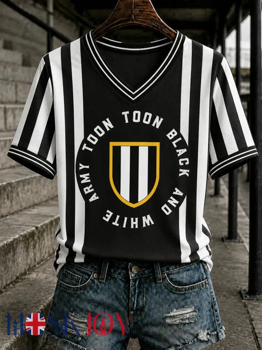Women’s Football Printed V-neck T-shirt - As picture / S