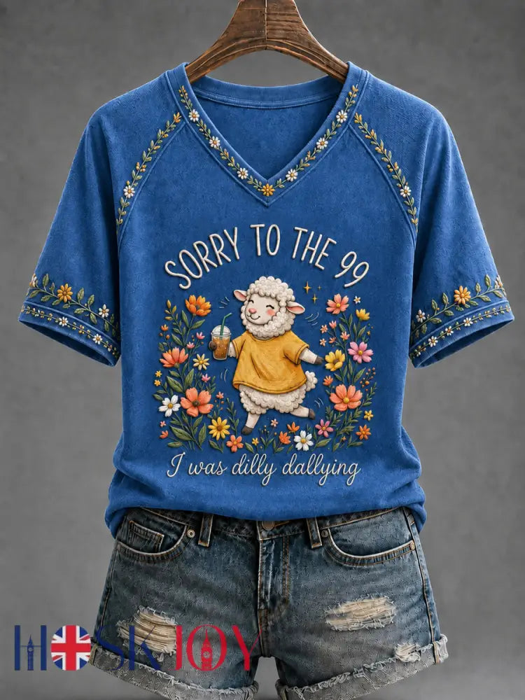 Women’s Funny Christian I Was Dilly Dallying Short Sleeve T-shirt - Blue / S