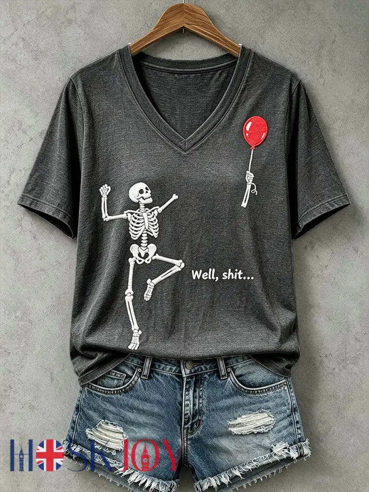 Women’s Funny Skull T-Shirt - Dark Gray / S