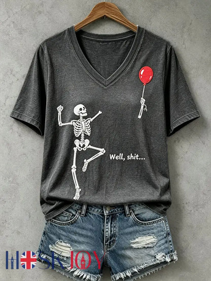 Women’s Funny Skull T-Shirt - Dark Gray / S