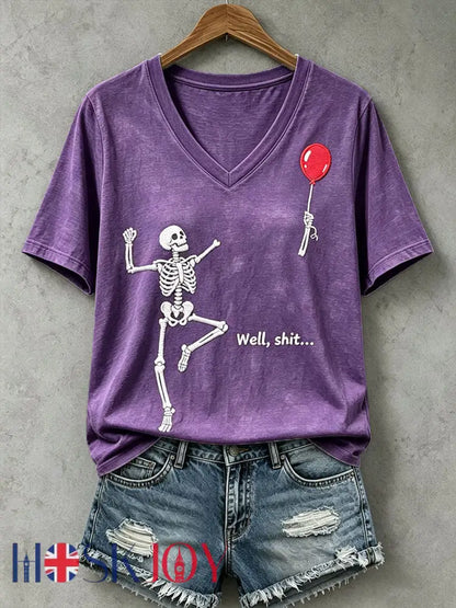 Women’s Funny Skull T-Shirt - Purple / S