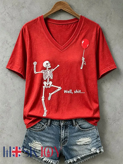 Women’s Funny Skull T-Shirt - Red / S