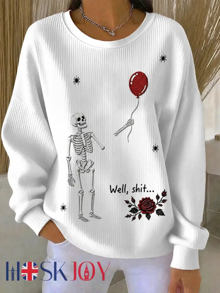 Women’s Gothic Skull Sweatshirt - White / S