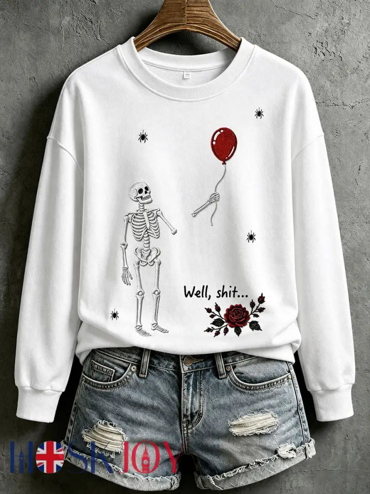 Women’s Gothic Skull Sweatshirt - White / S