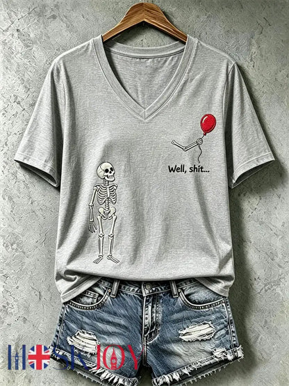 Women’s Gothic Skull T-Shirt - Light Gray / S