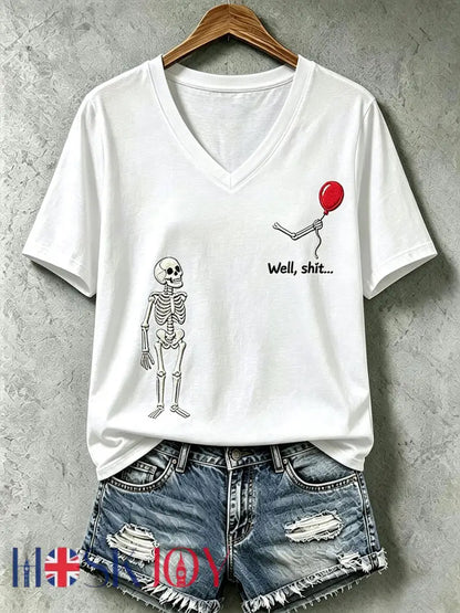 Women’s Gothic Skull T-Shirt - White / S
