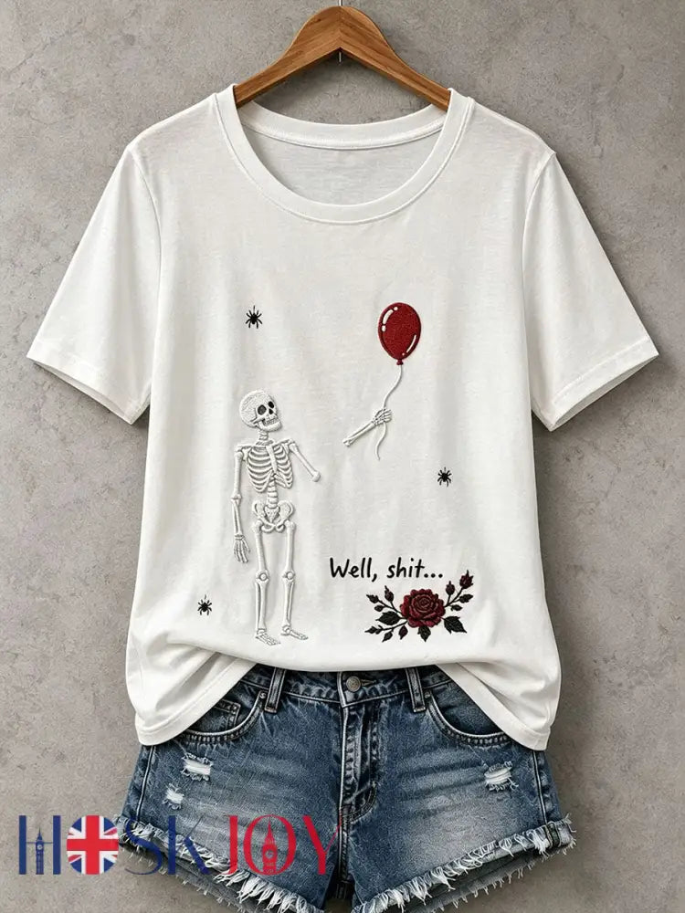 Women’s Gothic Skull T-Shirt - White / S