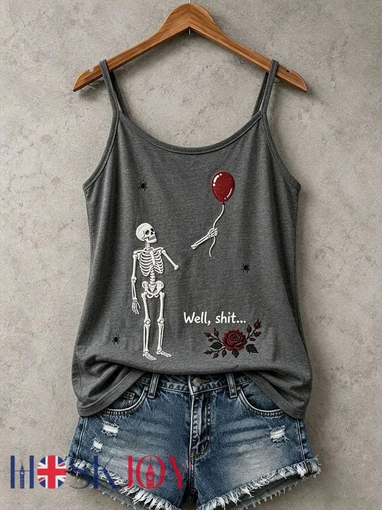 Women’s Gothic Skull Tank Top - Dark Gray / S