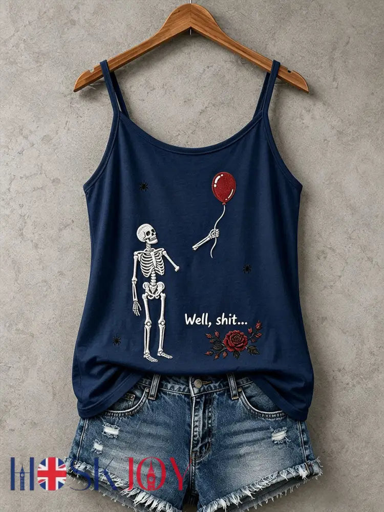 Women’s Gothic Skull Tank Top - Deep Blue / S