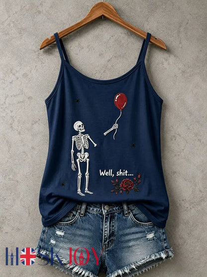 Women’s Gothic Skull Tank Top - Deep Blue / S