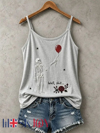 Women’s Gothic Skull Tank Top - Light Gray / S
