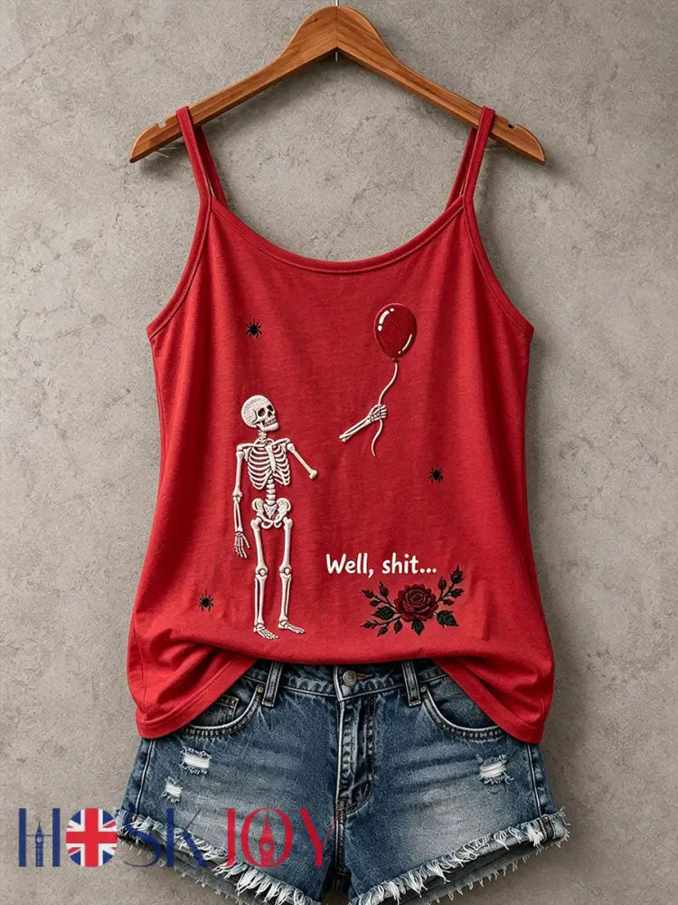 Women’s Gothic Skull Tank Top - Red / S