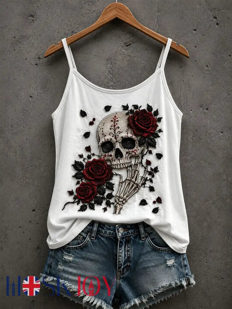 Women’s Gothic Skull Tank Top - White / S