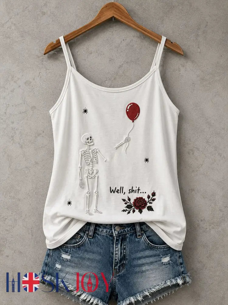 Women’s Gothic Skull Tank Top - White / S