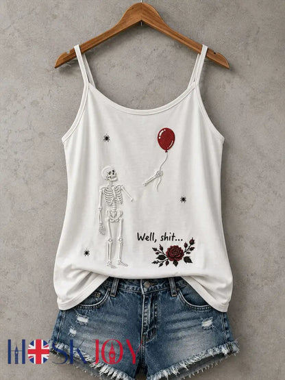 Women’s Gothic Skull Tank Top - White / S