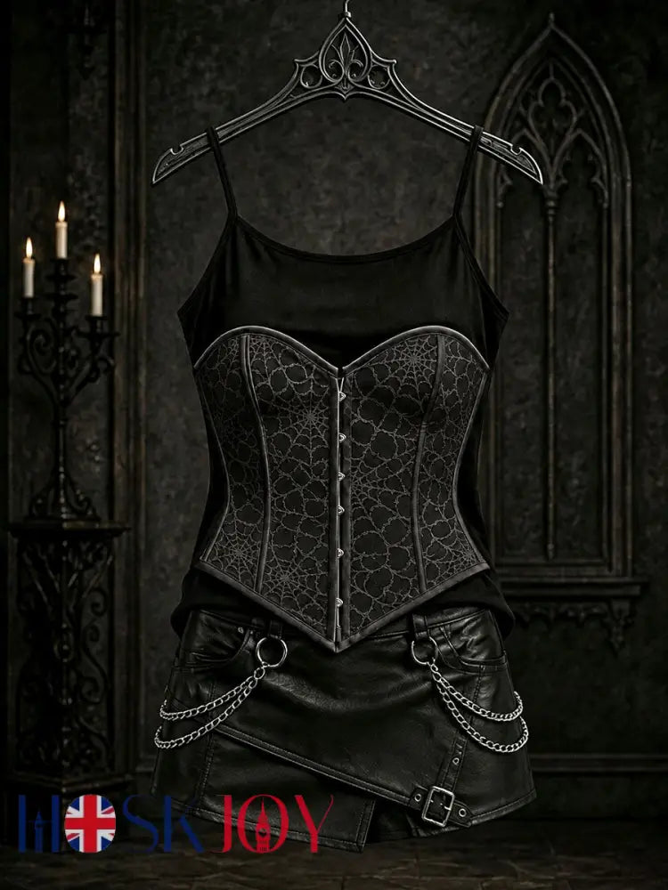 Women’s Halloween Gothic Spiderweb Vests - Black / S