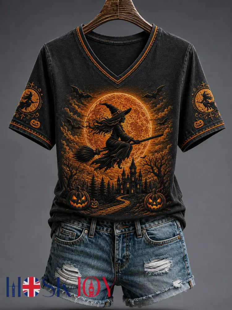 Women’s Halloween Salem Witch Short Sleeve T-shirt - As picture / S