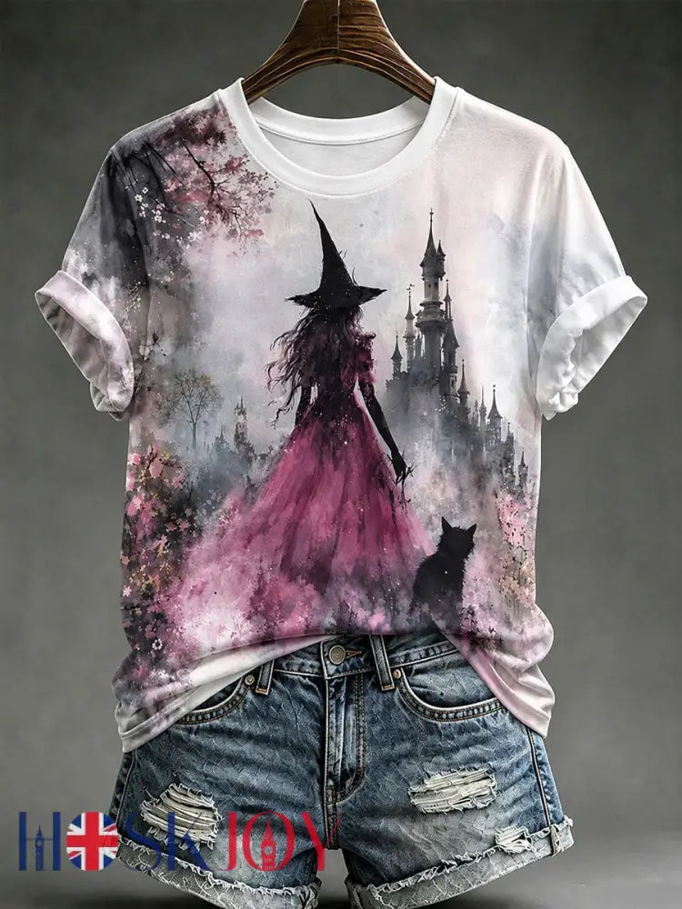 Women’s Halloween Witch Short-sleeved T-shirt - As picture / S