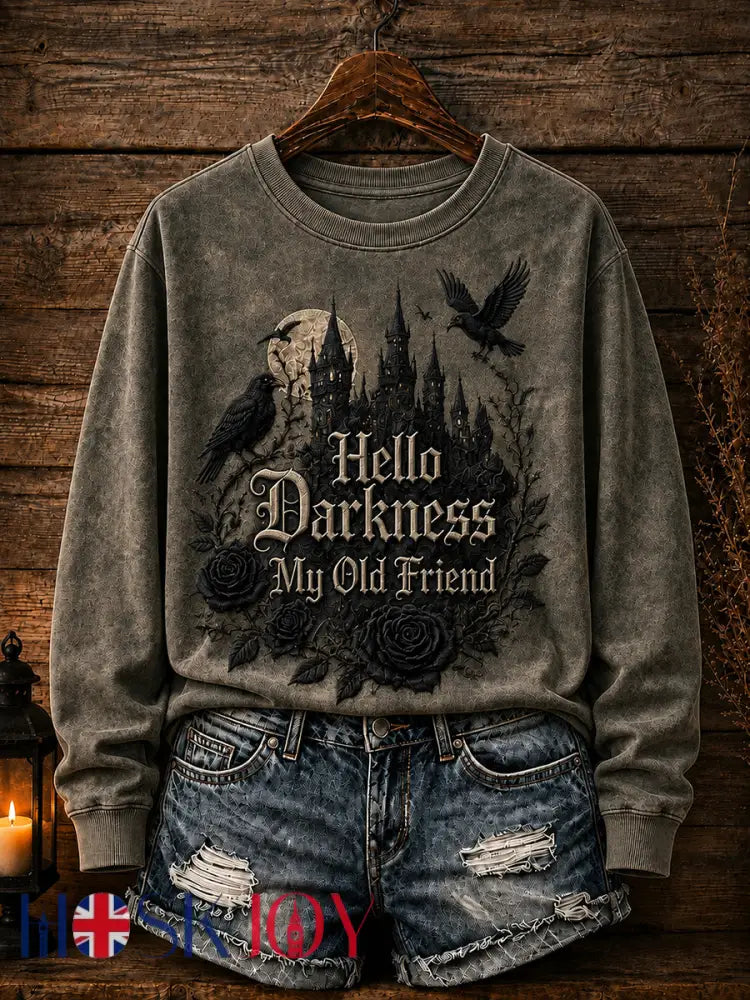 Women’s Hello Darkness My Old Friend Halloween Print Sweatshirt - As picture / S