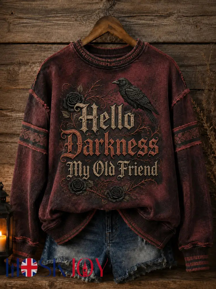 Women’s Hello Darkness My Old Friend Halloween Print Sweatshirt - As picture / S