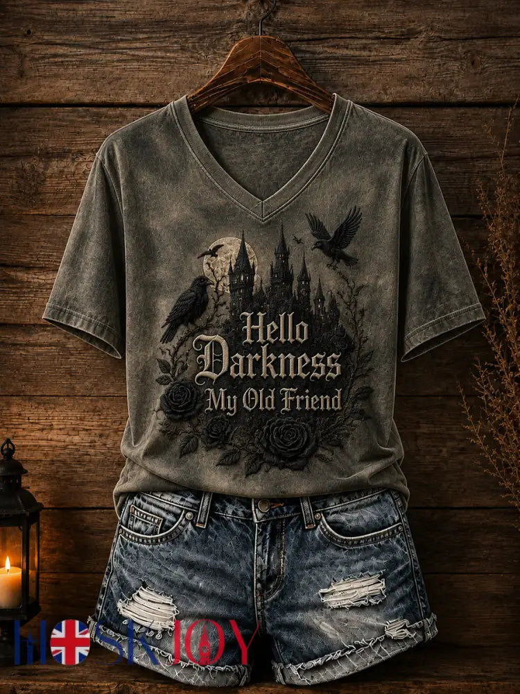 Women’s Hello Darkness My Old Friend Halloween Print T-shirt - As picture / S