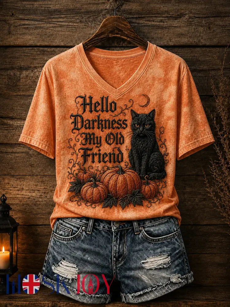 Women’s Hello Darkness My Old Friend Halloween Print T-shirt - As picture / S