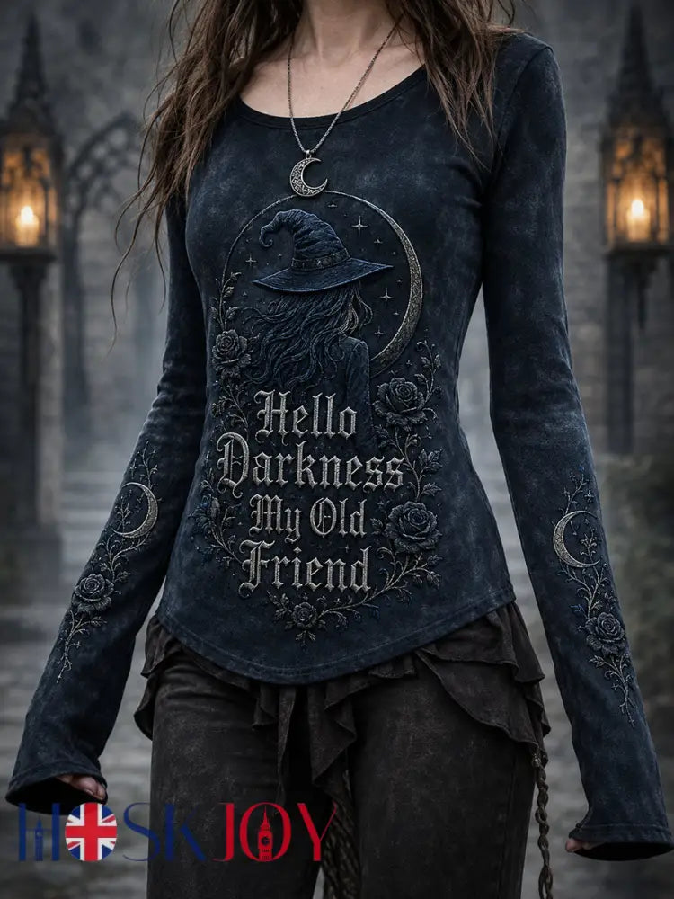 Women’s Hello Darkness My Old Friend Halloween Print T-shirt - As picture / S