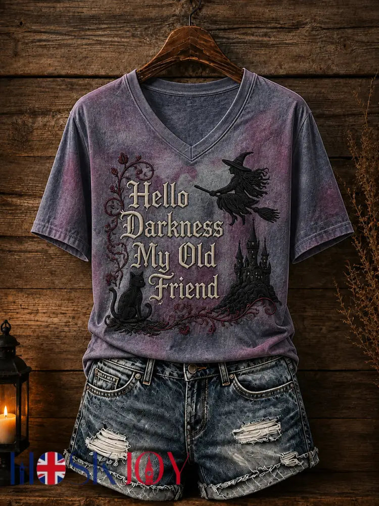 Women’s Hello Darkness My Old Friend Halloween Print T-shirt - As picture / S