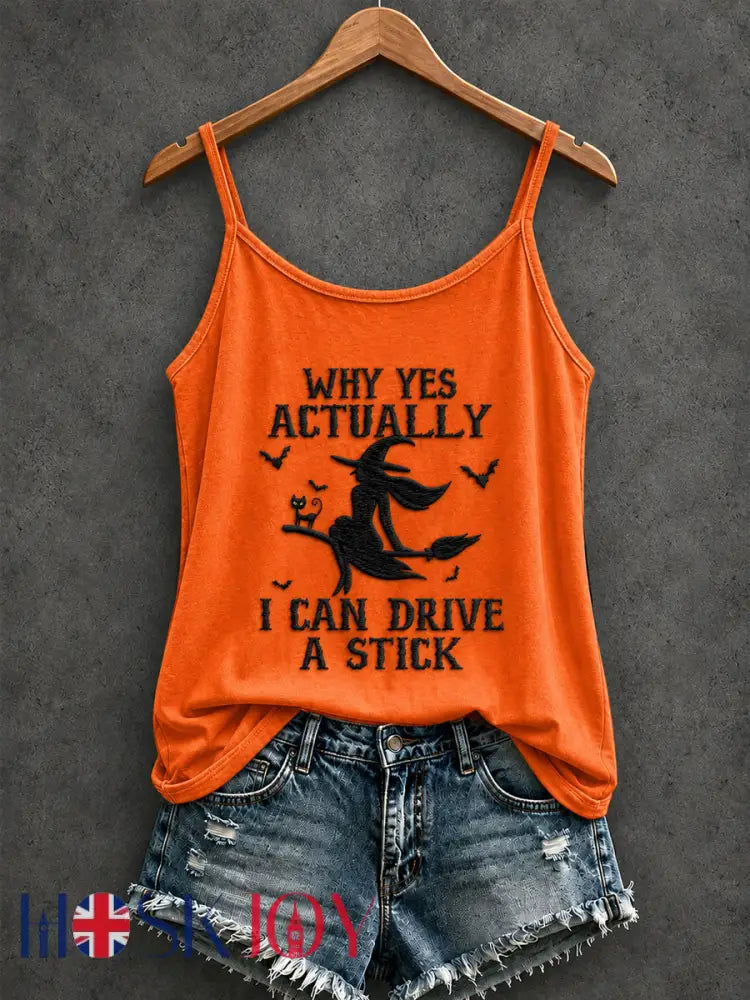 Women’s HHalloween WHY YES ACTUALLY I CAN DRIVE A STICK Printed Casual Vest - As picture / S