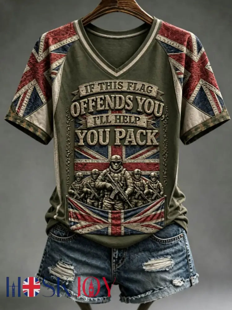 Women’s IF THIS FLAG OFFENDS YOU I’LL HELP YOU PACK Tee - Army Green / S