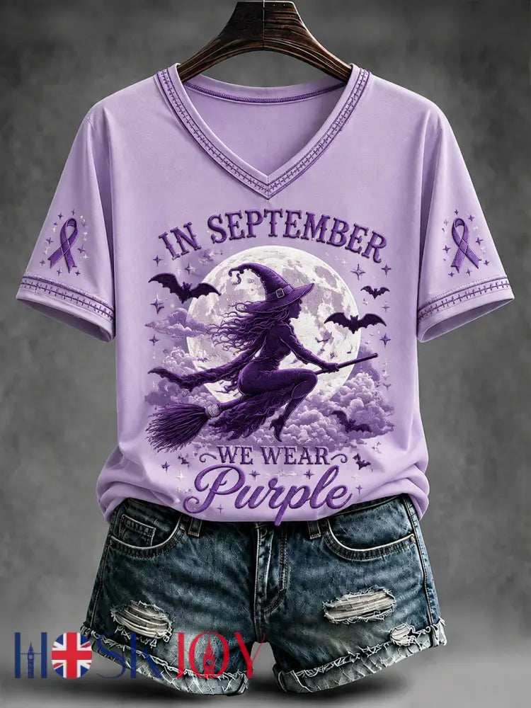 Women’s In September We Wear Purple Short-sleeved T-shirt - Light Purple / S