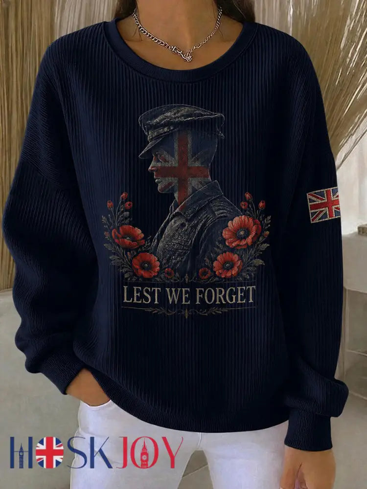 Women’s Lest We Forget Printed Sweatshirt - Navy Blue / S