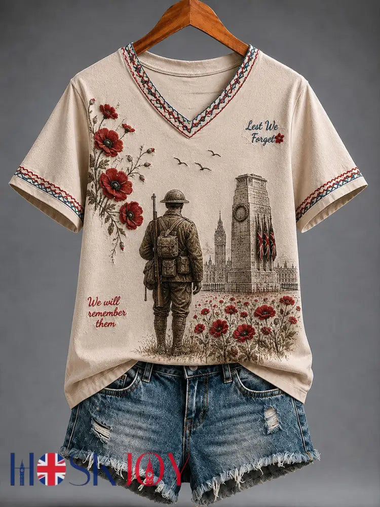 Women’s Lest We Forget Short-sleeved T-shirt - Apricot / S