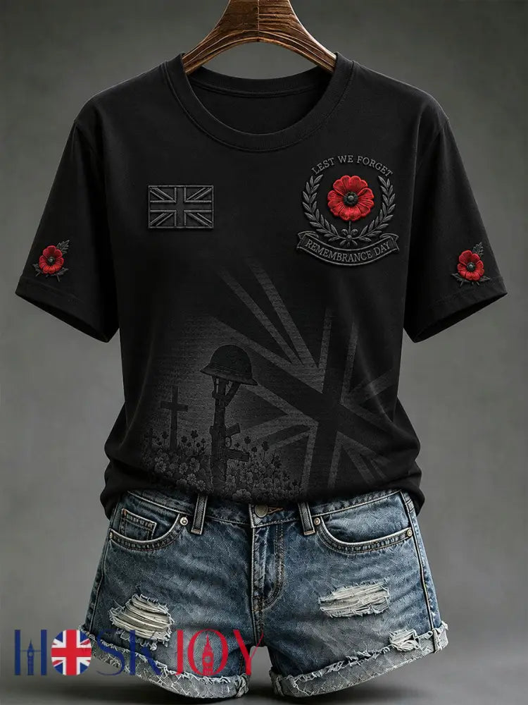 Women’s Lest We Forget Short-sleeved T-shirt - Black / S