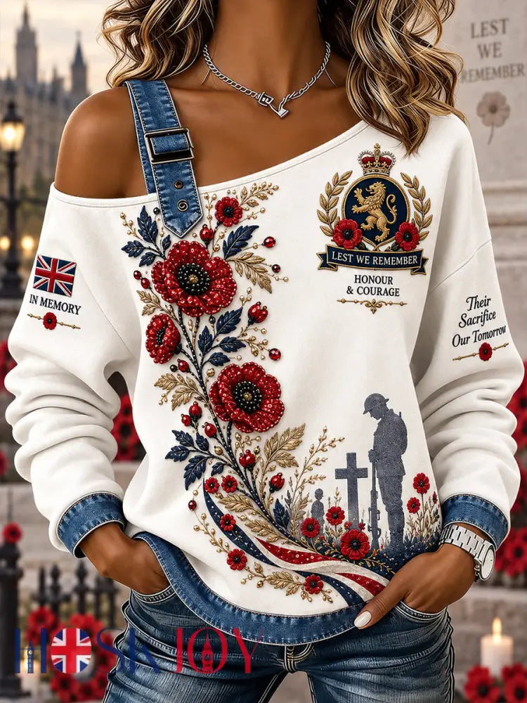 Women’s Long-Sleeve Sweatshirt With Remembrance Day Print And Strap Detail - A / S