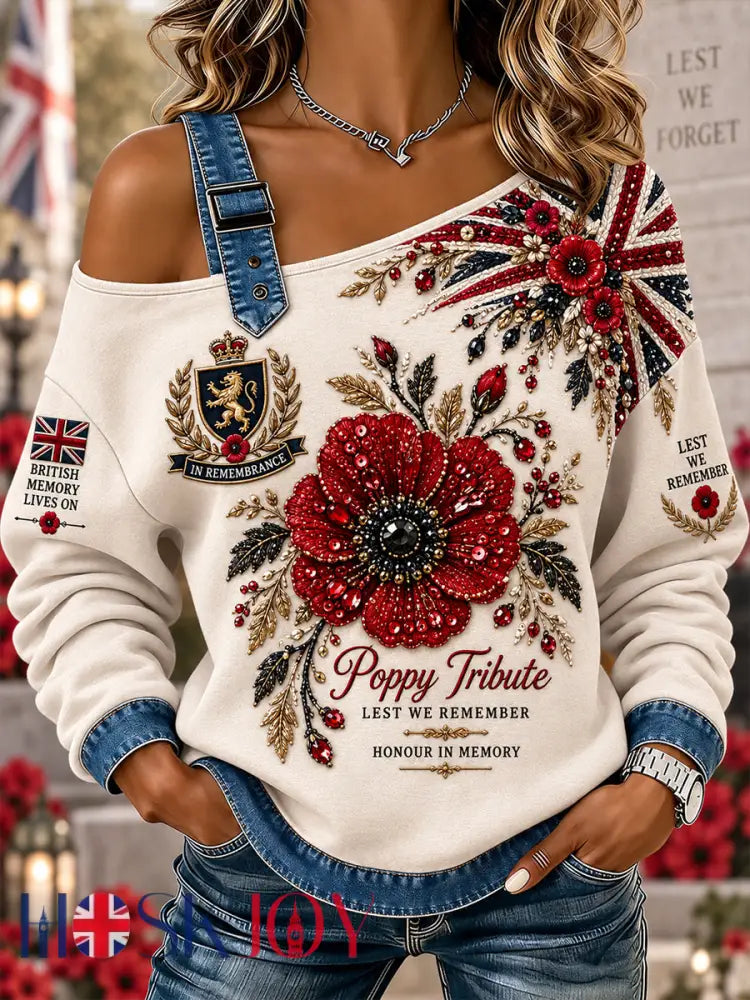 Women’s Long-Sleeve Sweatshirt With Remembrance Day Print And Strap Detail - A / S